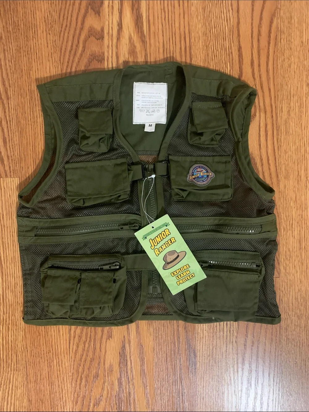 Junior Ranger Explorer Utility Vest in Olive Green